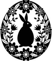 Easter bunny in floral frame vector