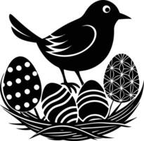 Easter bird with eggs vector