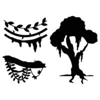 Silhouette Elements for a Jungle Forest Constructor Scene vector