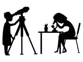 Silhouette of a Scientist Working in a Laboratory with Equipment vector