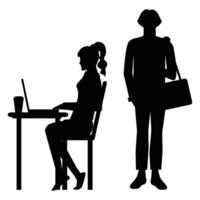 Silhouette of a Teacher Lecturing to Students in a Classroom vector