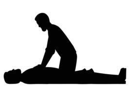 Silhouette of First Aid Rescue and Emergency Help Response vector