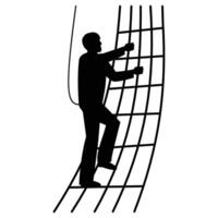 Silhouette of People Enjoying an Adventure in a Rope Park vector