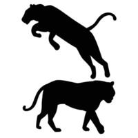 Silhouettes of Tigers in Different Poses and Stances vector