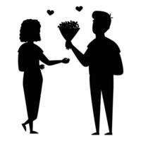 Silhouette of Two Lovers Holding Hands at Dusk vector