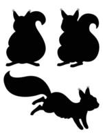 Silhouette of Squirrels Climbing Trees and Eating Nuts vector