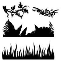 Silhouette Elements for a Jungle Forest Constructor Scene vector