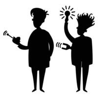 Silhouette of a Scientist Working in a Laboratory with Equipment vector