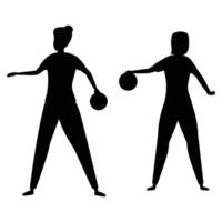 Silhouette of a Bowling Player Rolling a Ball in Action vector
