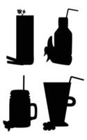 Silhouette of a Glass of Fresh Fruit Juice with a Straw vector