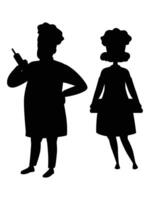 Silhouette of a Miller and Baker with Tools and Bread Icons vector