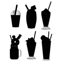Silhouette of a Milkshake Glass with a Straw and Whipped Cream vector