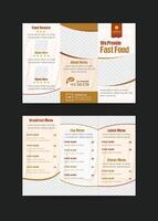 Restaurant trifold brochure design, Fast food menu vector