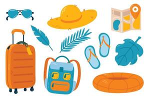 Set of travel and tourism item. Flat illustration on white background vector