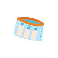 Travel kit of bottles. Bathroom icon in flat color style. vector