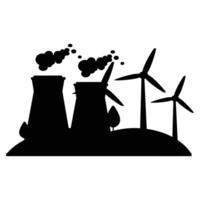 Silhouette of Pollution and Emissions from Factories and Vehicles vector