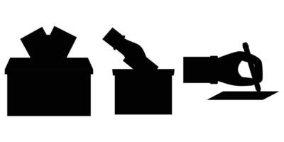 Silhouette of a Voter Hand Casting Ballot into a Box vector