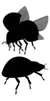 Silhouette of Ladybugs on Leaves and Branches vector