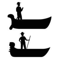 Silhouette of a Gondolier Paddling a Gondola through the Canals vector