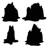 Silhouette of Mountain, Hill, and Rock Formation at Dusk vector