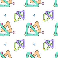 Seamless colorful pattern featuring geometric doodle-style triangles with confetti dots on a white background. vector