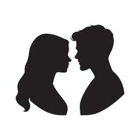 Silhouette of a man and woman facing each other vector