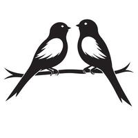 Birds on a Branch Silhouette vector