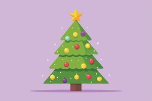 Christmas tree with colorful balls on a purple background vector