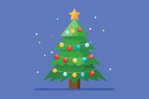 A christmas tree with lights on it vector