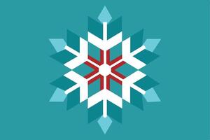 A snowflake on a blue background with red and white vector