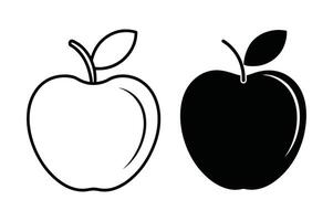 Apple Icon Design Black and White Silhouette Illustration. vector