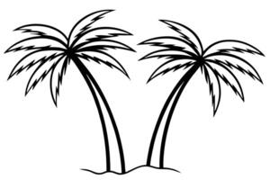 Palm trees on a beach coloring page vector