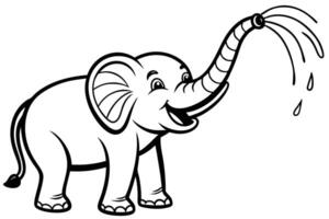 An elephant is standing with its trunk out and spraying water vector