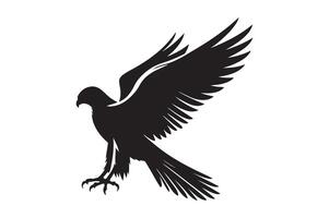 A black bird flying in the air on a white background vector