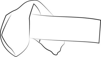 Hand drawn outline fortune cookie with blank paper template. vector