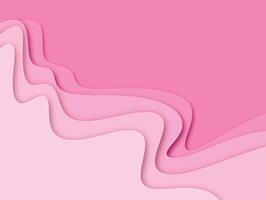 abstract wavy background with pink gradient colors with paper cut style vector