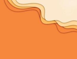 wavy background of orange color gradient with paper cut style vector