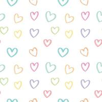 repeated seamless pattern design with doodle colorful heart shapes vector