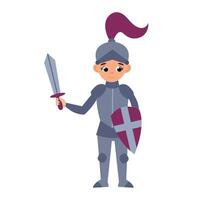 Cute hand drawn knight in armor. White background, isolate vector