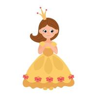 Cute hand drawn princess. White background, isolate vector