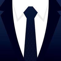 Tuxedo jacket suit with necktie. Gradient blue colored tuxedo and tie with geometric pattern. Ceremonial suit vector