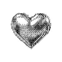 Heart dither halftone bitmap icons vector