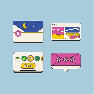 Bold schematic colorful social media