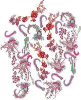 Digital textile design allover pattern with Mughal art and background vector