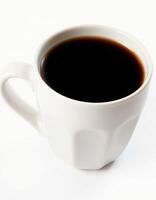 Hot coffee in a white mug on a light background, perfect for a cozy morning routine or afternoon break photo