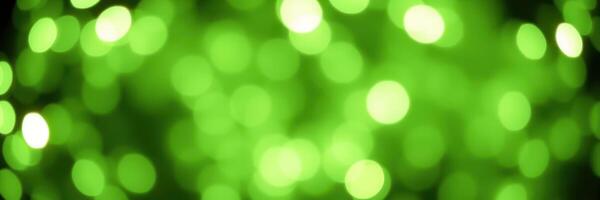 Vibrant green bokeh lights create a magical and enchanting atmosphere in a dark setting photo