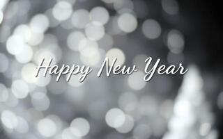 Celebratory New Year greeting with soft bokeh background and elegant lettering photo