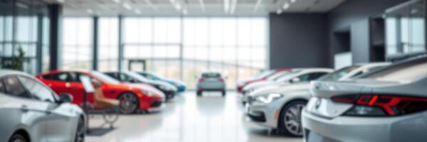 Bright and spacious car dealership showcasing a variety of vehicles in a modern environment photo