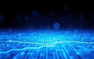 Bright blue digital circuit background with glimmering effects for technology design photo