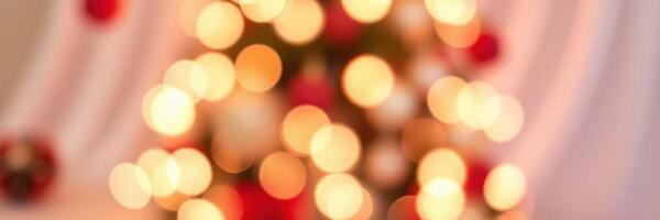 Warm festive atmosphere created by a beautifully decorated Christmas tree adorned with twinkling lights and ornaments photo